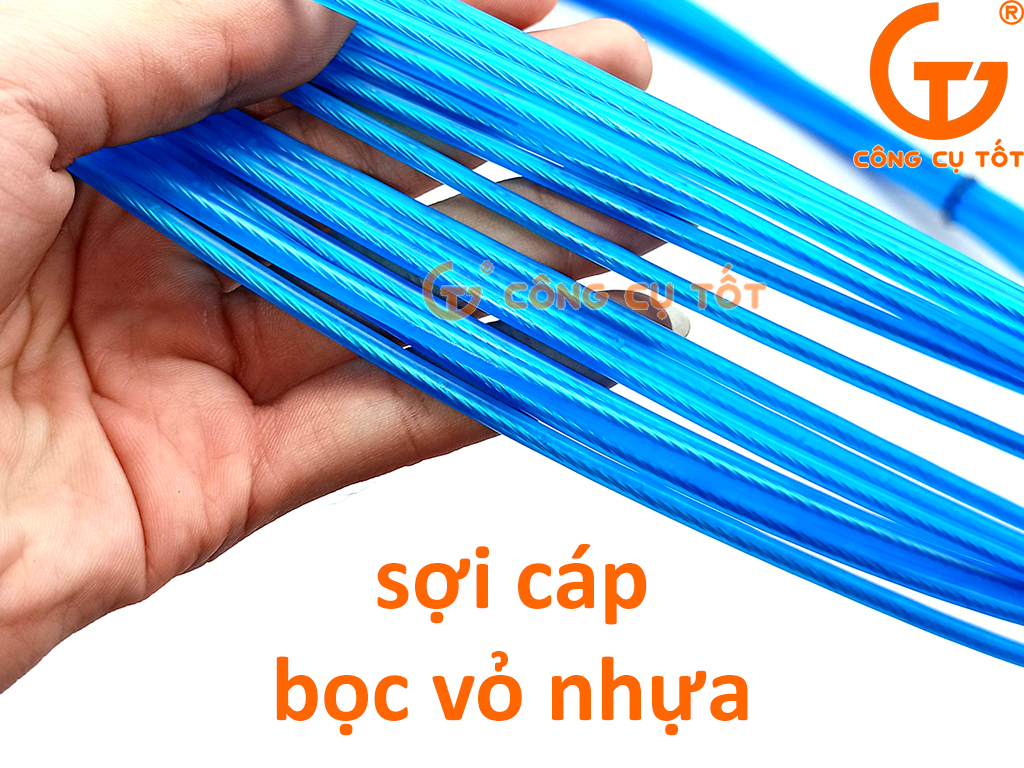 Dây mồi luồn ống lõi thép 1.2 ly vỏ xanh đầu bánh xe dài 30m