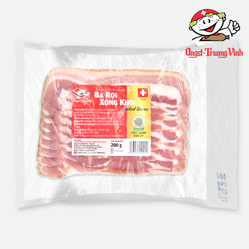 Ba rọi xông khói cắt lát/Smoked bacon (Sliced)200GR/PE