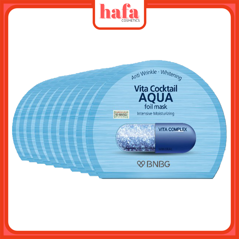Combo 10 Mặt nạ cấp nước dưỡng da ẩm mượt, săn chắc BNBG Vita Cocktail Aqua Foil Mask - Intensive Moisturizing 30ml x 10