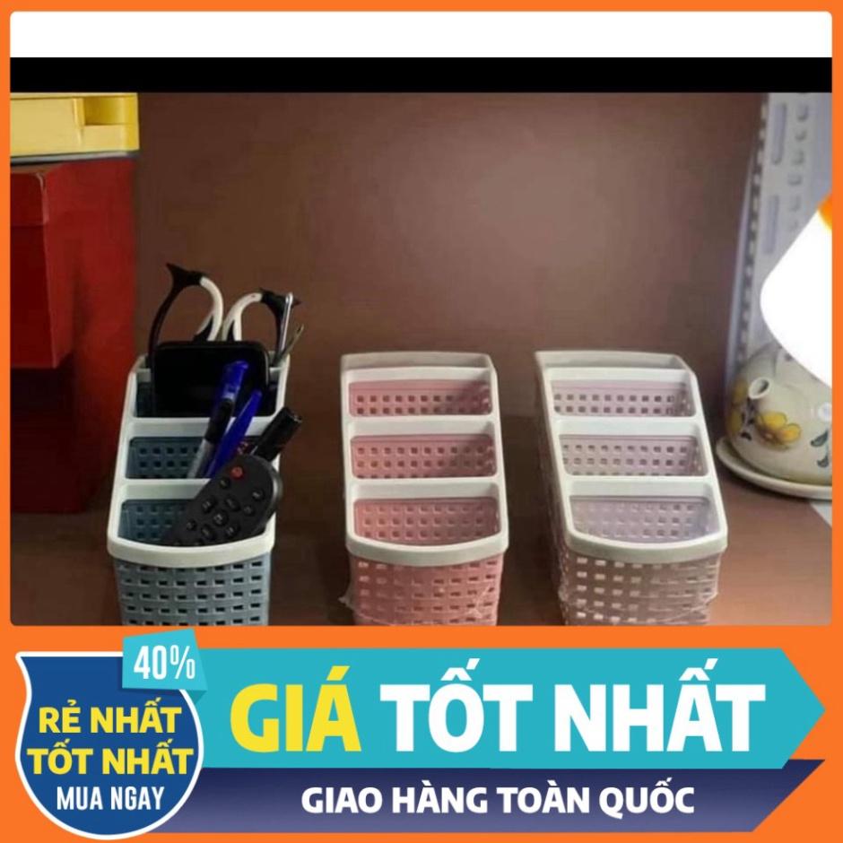 Khay Nhựa Tiện Ích 4 Ngăn Việt Nhật Ống đựng bút để bàn Hộp lưu trữ văn phòng phẩm kiểu dáng đơn giản