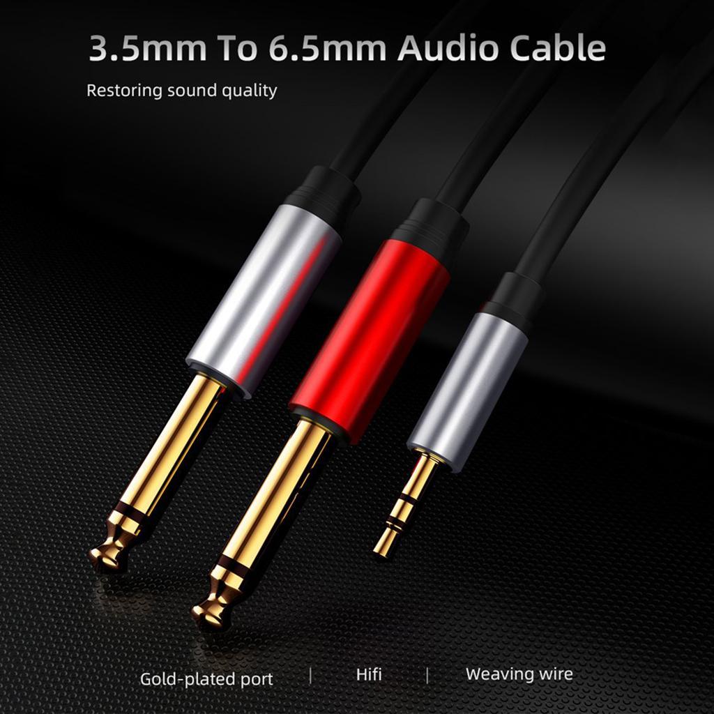 3.5mm Stereo Male to 2 x 6.35mm Mono Male Audio Splitter Cable Adapter Cord