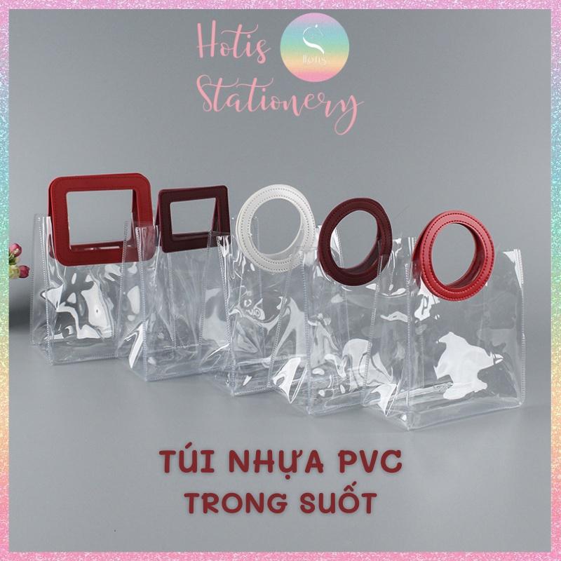 Túi PVC trong suốt loại dày cầm tay đựng quà tặng, mỹ phẩm - Nhiều kích cỡ, màu sắc