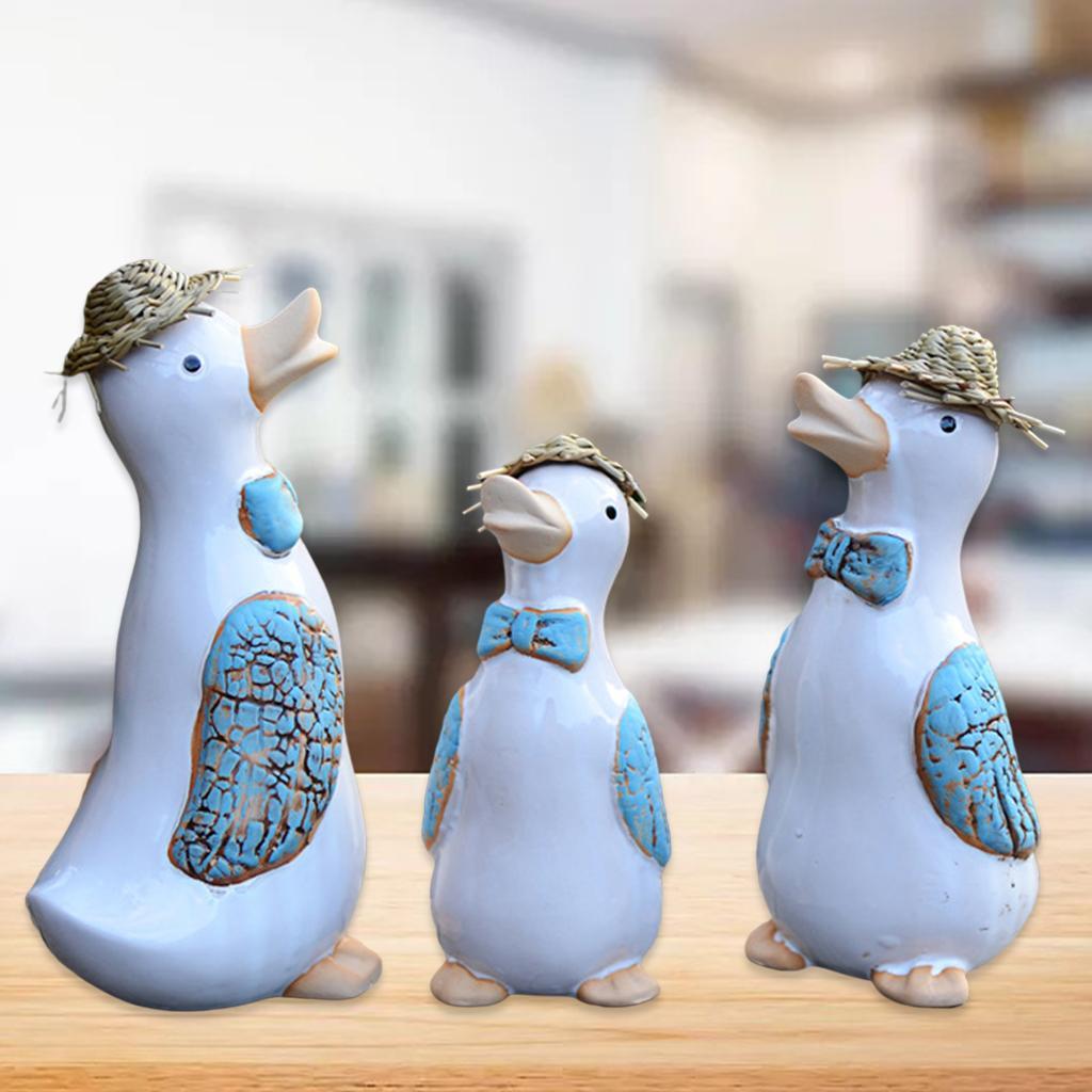 Garden Ceramic Duck Ornament Indoor Outdoor Statue Sculpture Decor