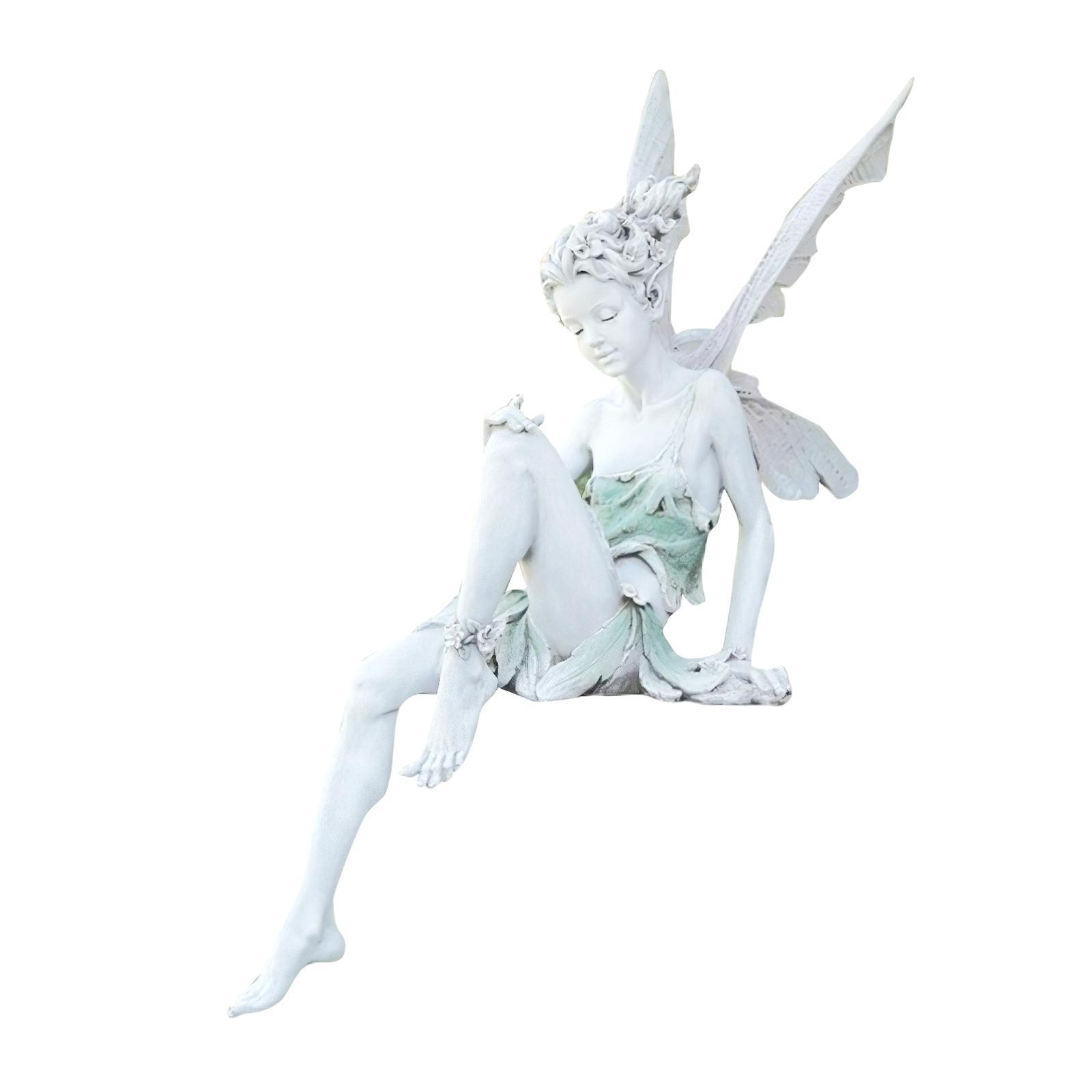 2pcs Fairy Statue Pond Figurine Home Sculpture Ornament Landscaping Craft