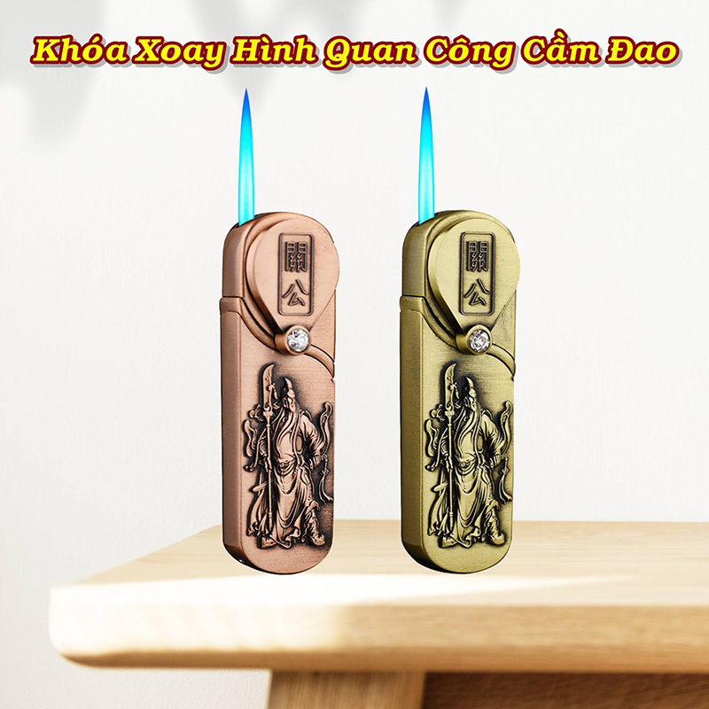 Bật Lửa Khè Khóa Xoay Hình Quan Công - Xài Gas