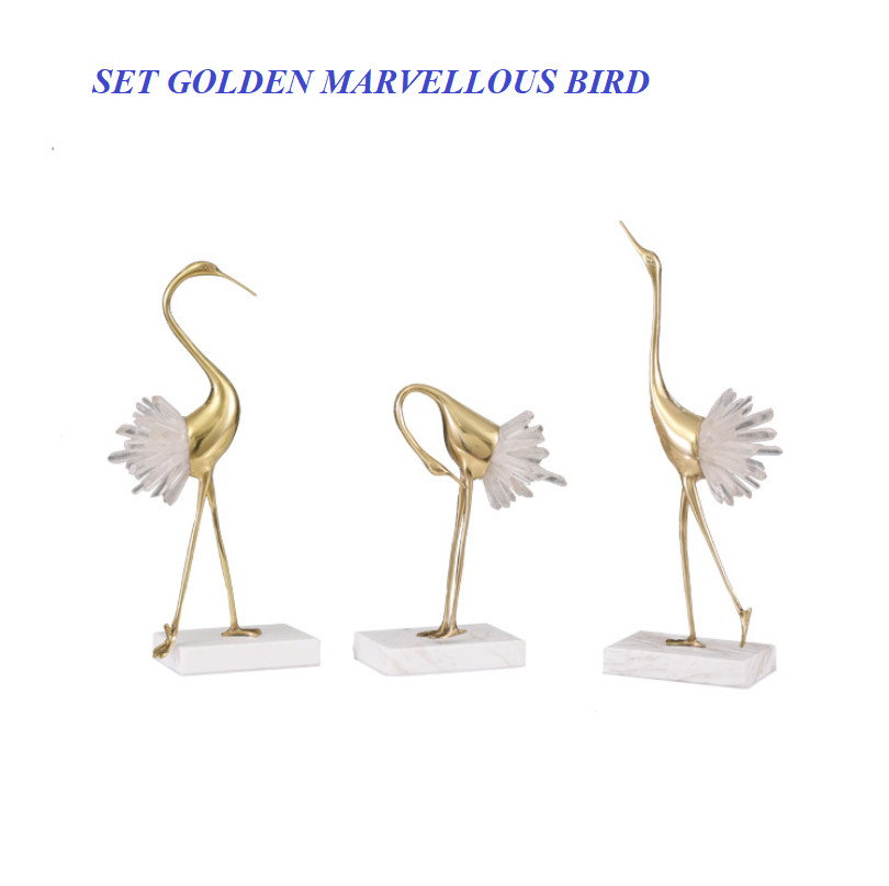 Set tượng trang trí cao cấp GOLDEN MARVELLOUS BIRD