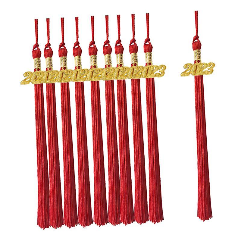 10Pcs 2023 Graduation Cap Tassels Single Color 15 inch for Party Accessories