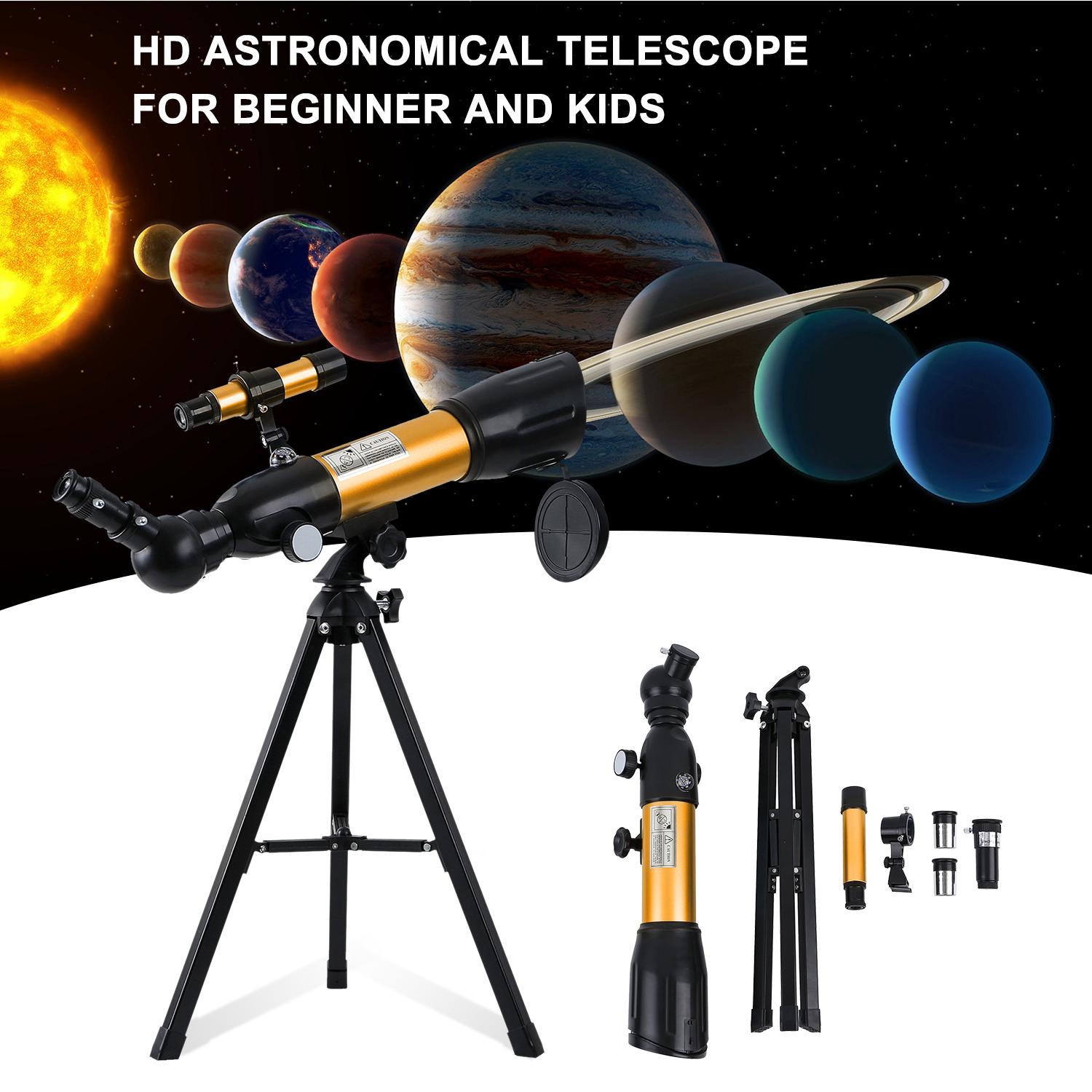 Astronomical Telescope 90X HD Monocular Telescope Refractor Spotting Scope Beginner Kids Telescope with 5×24 Finder