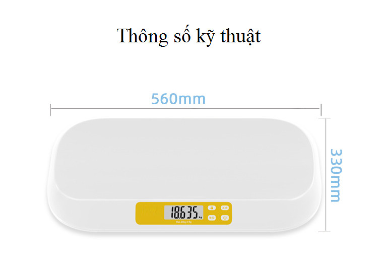 Cân sức khỏe trẻ sơ sinh phím cảm ứng tối đa 20kg chắc chắn, màn hình hiển thị rõ ràng
