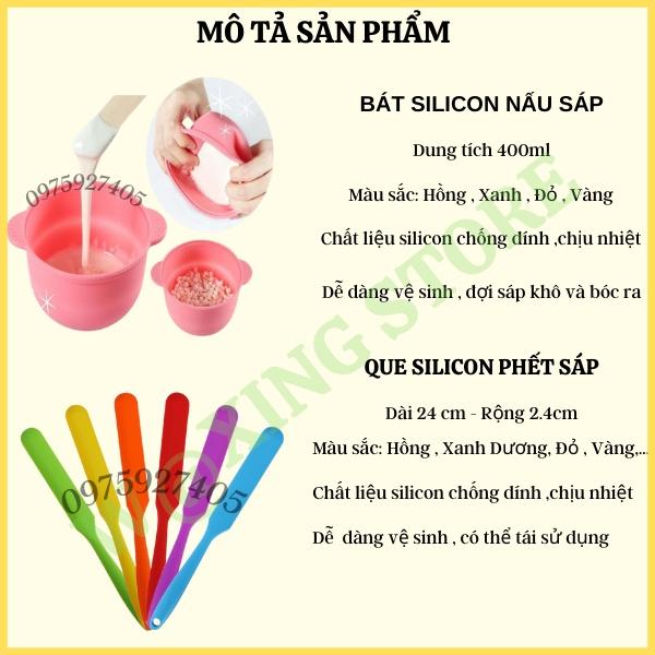 Combo sáp wax thơm kèm Bát silicon + Mỡ trăn tặng que gỗ