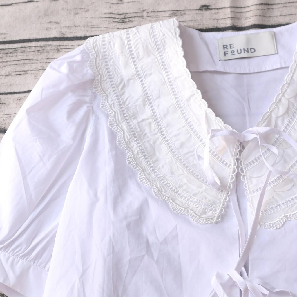 ÁO CROPTOP THẮT NƠ CỔ REN