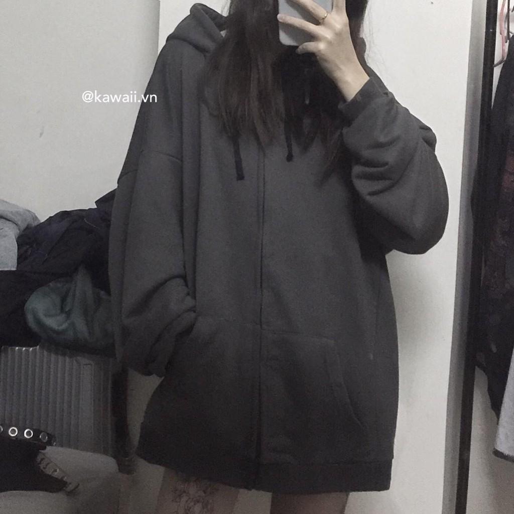 ZIP JACKET : ÁO KHOÁC ĐEN OVERSIZED PHỐI KHOÁ KÉO