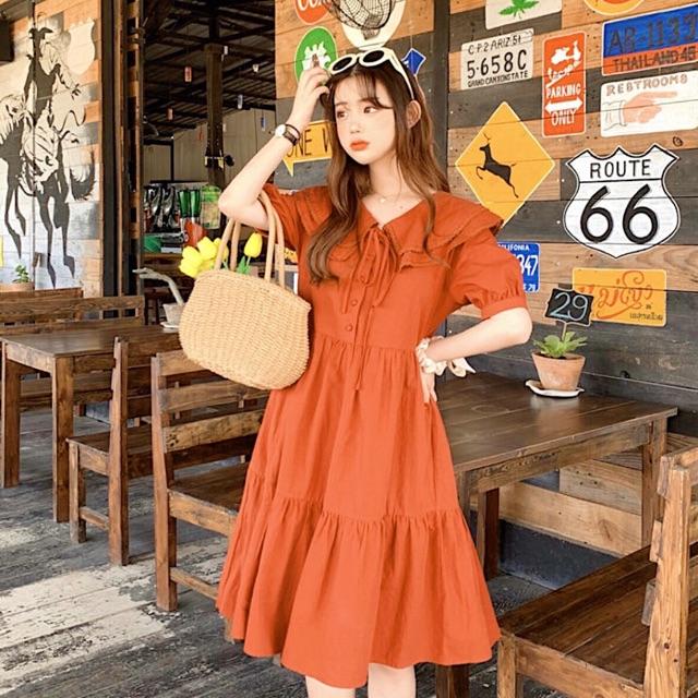 Đầm cổ viền ren 2 màu