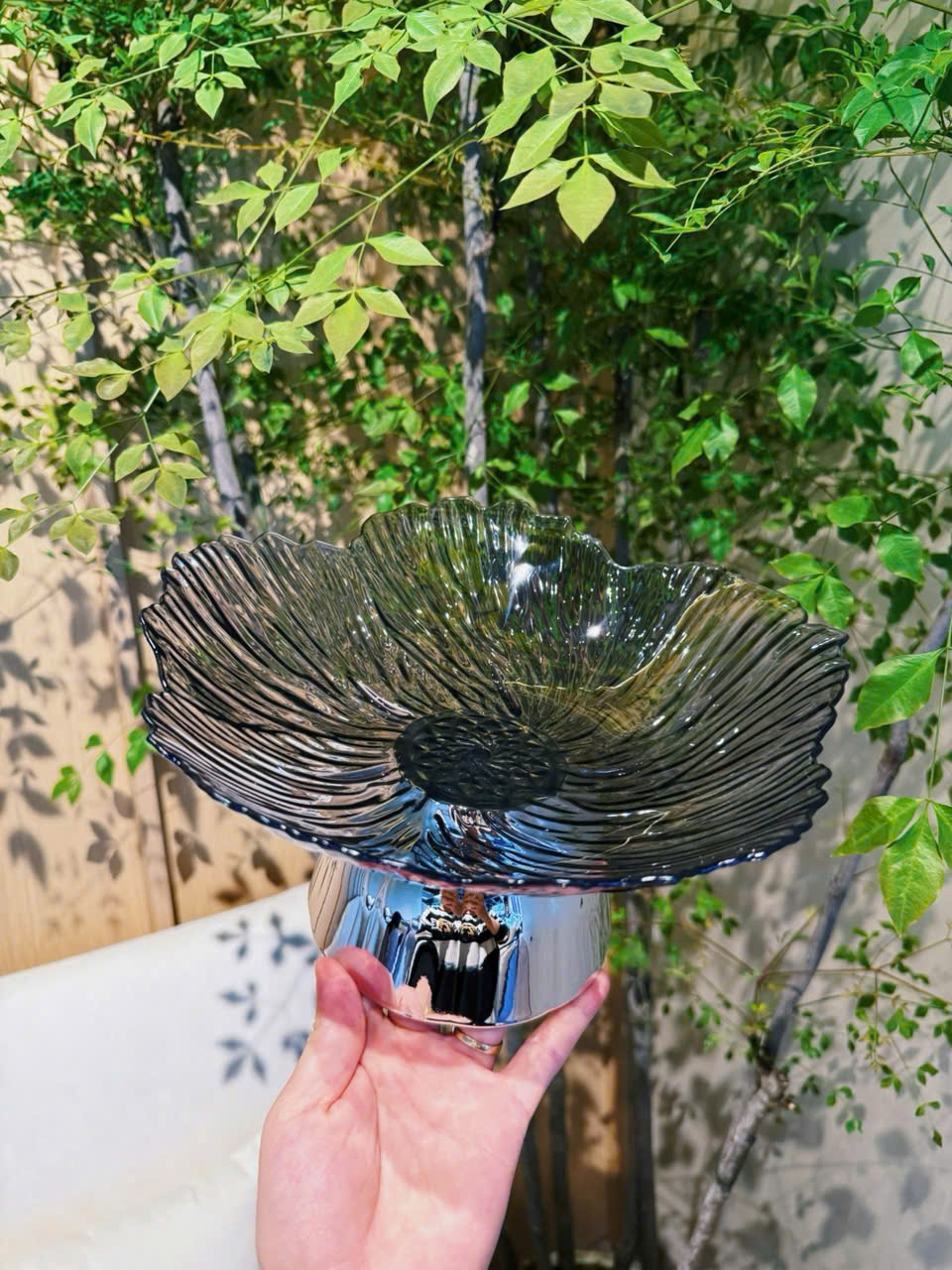 Đĩa Đựng Hoa Quả Pha Lê Cao Cấp Kèm Chân Đế Inox, Đĩa Đựng Trái Cây, Bánh Kẹo Ngày Tết - HÀNG CHÍNH HÃNG MINIIN