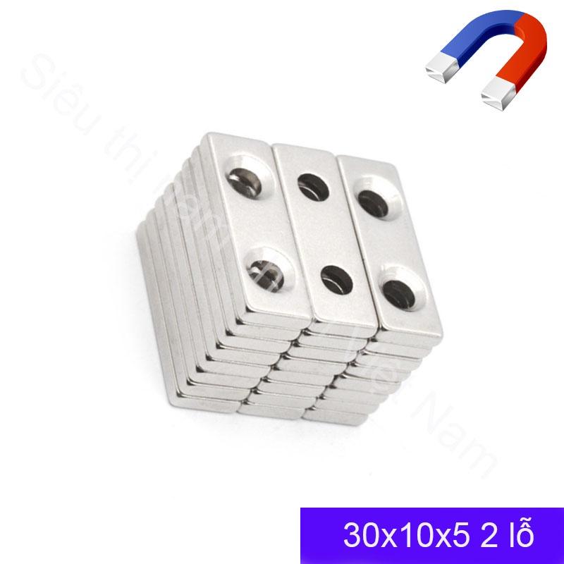 Nam châm chữ nhật 2 lỗ vát 30x10x5mm , set 5 viên