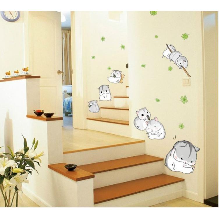 Decal dán tường hamster cute MJ7014 (90 x 110 cm)