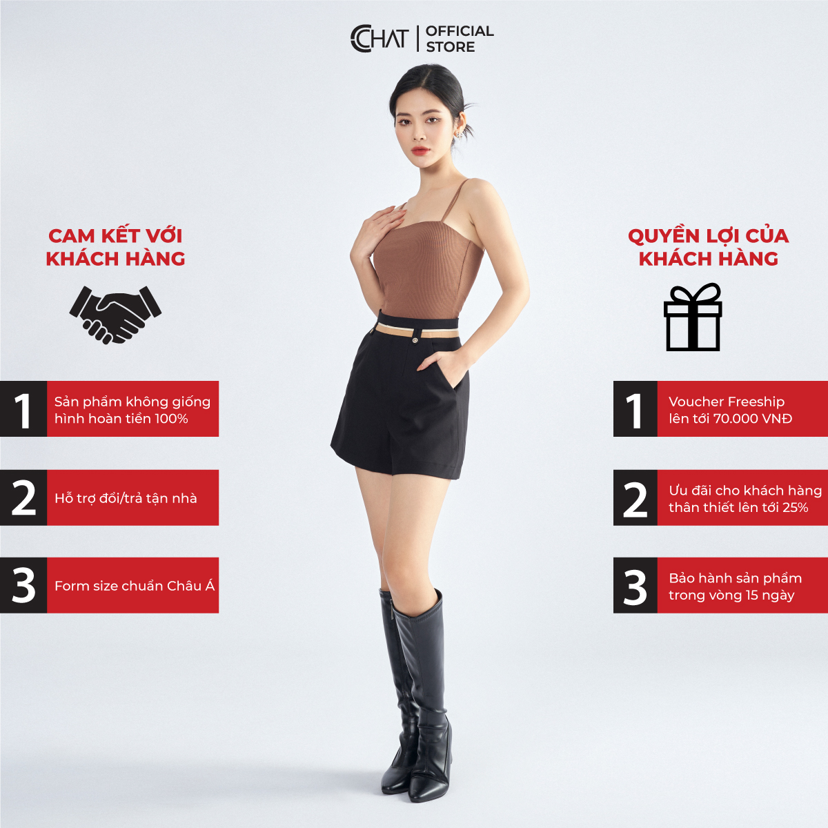 Quần Đùi Nữ  Cạp Phối Dây Thân Trước Chất Tuytsi Mềm Mịn 13ONS8001AT