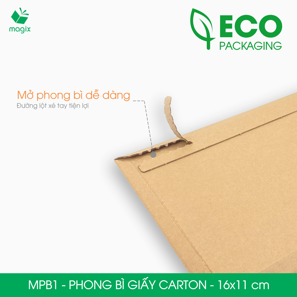 MPB1 - 16x11 cm - 100 phong bì carton đóng hàng - Bìa gói hàng, bìa cứng, bì thư | Magix Packaging