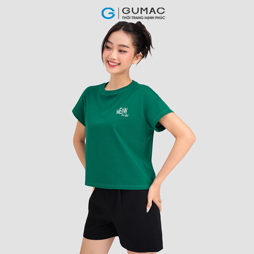 Áo thun thêu chữ GUMAC ATD03018