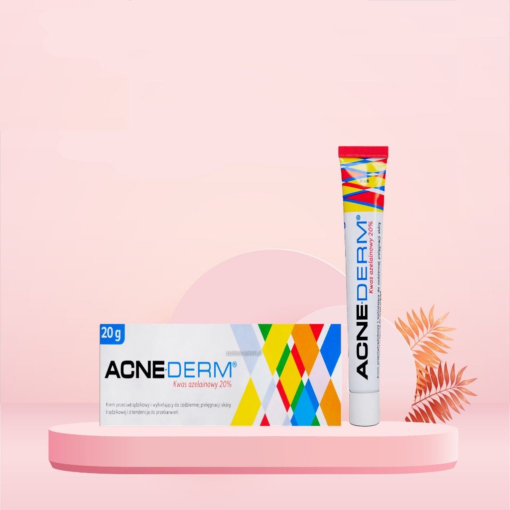 Kem hỗ trợ giảm mụn AcneDerm, làm trắng da, mờ thâm 20% Azelaic