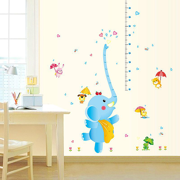 Decal Dán Tường Thước Đo Chiều Cao Voi Phun Nước 2 DTD019
