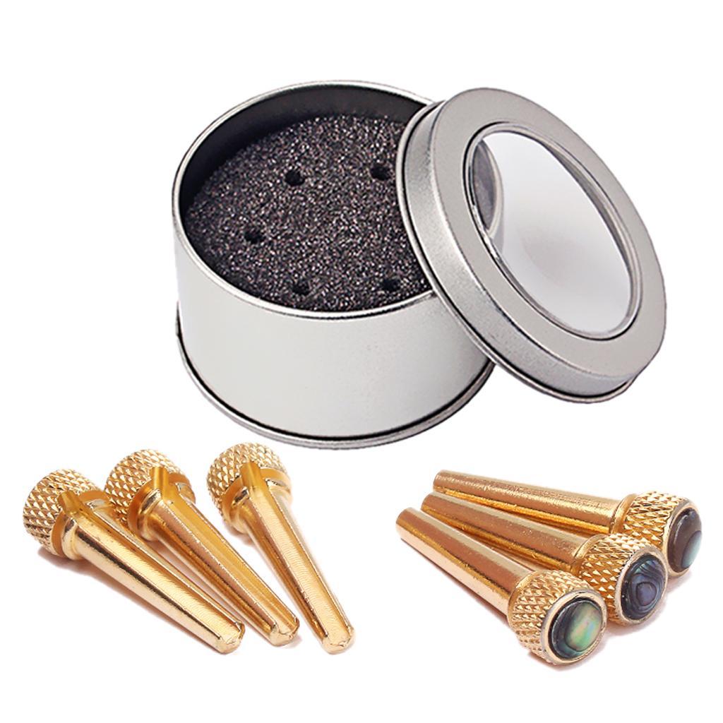 6pcs Brass Bridge Pins String Pegs for Acoustic Guitar in Tin box A