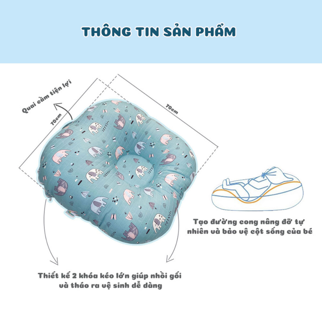 Gối Chống Trào Ngược Cho Bé Chất Liệu Cao Cấp Tặng Kèm Miếng Lót Lưng 245