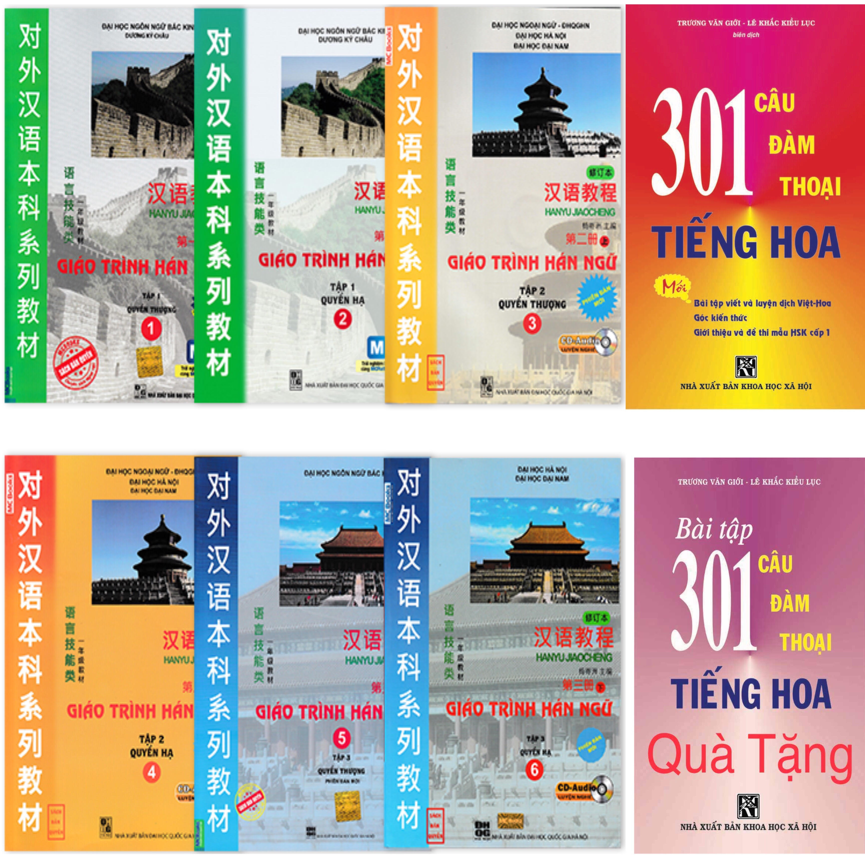 Combo Tọng bộ 6 cuốn Giáo trình hán ngữ + 301 câu đàm thoại tiếng hoa + Tặng kèm bài tập 301 câu đàm thoại tiếng hoa như hình