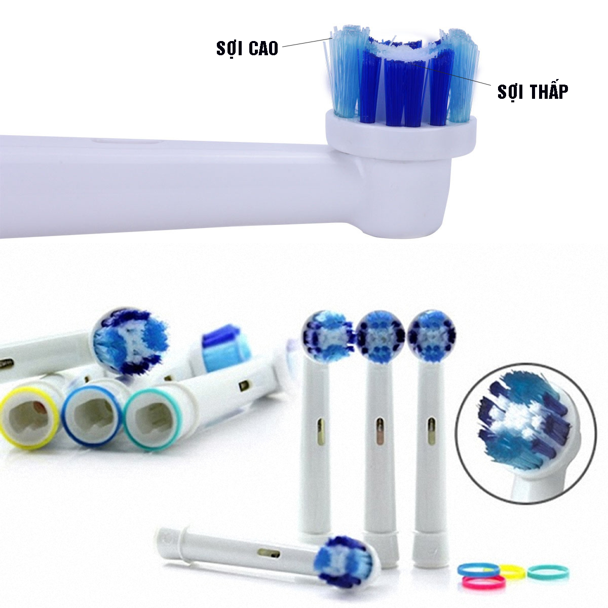 Set Bộ 4 Đầu Bàn Chải Đánh Răng Điện Minh House Cho Máy Oral B, Lông Mềm, nhiều mã