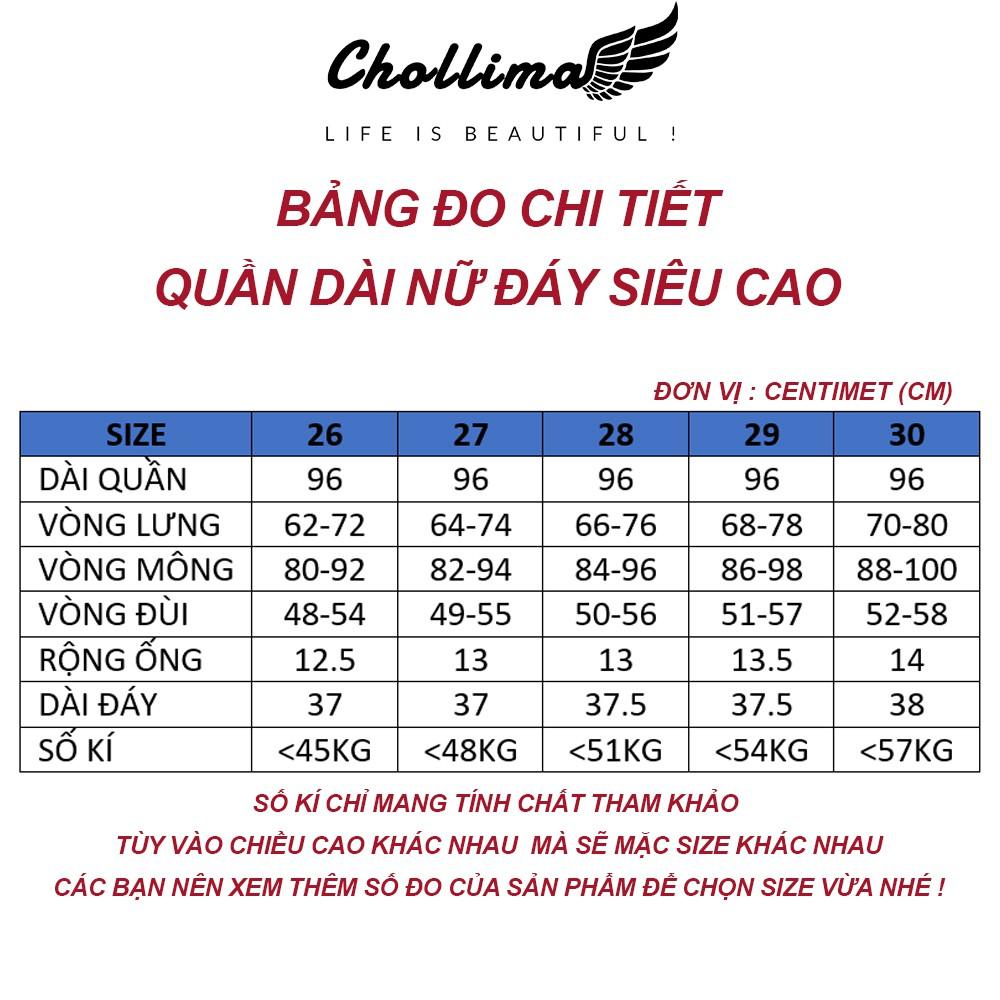 Quần jeans nữ co giãn Chollima cạp siêu cao đắp 2 túi tròn – quần bò nữ cạp siêu cao