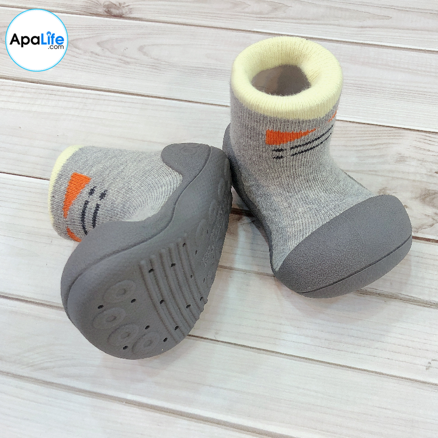 Attipas Tie - Gray/ AT006 - Giày tập đi cho bé trai /bé gái từ 3 - 24 tháng nhập Hàn Quốc: đế mềm, êm chân &amp; chống trượt