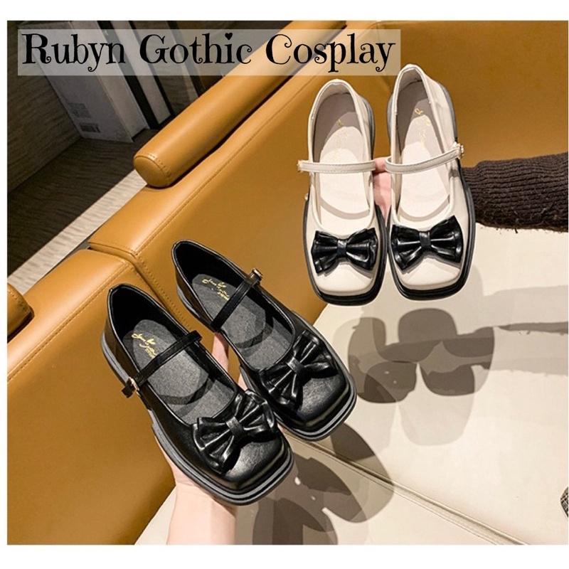 Giày Lolita Retro Đính Nơ Tiểu Thư xinh xắn ( đen, trắng) size 35-40