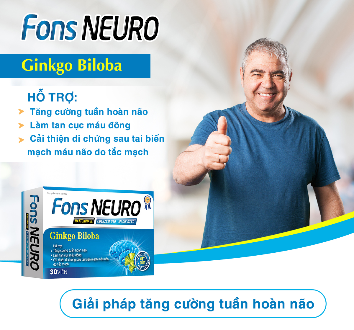 Viên uống bổ não Fons Neuro chứa Ginkgo biloba Hộp 30 viên