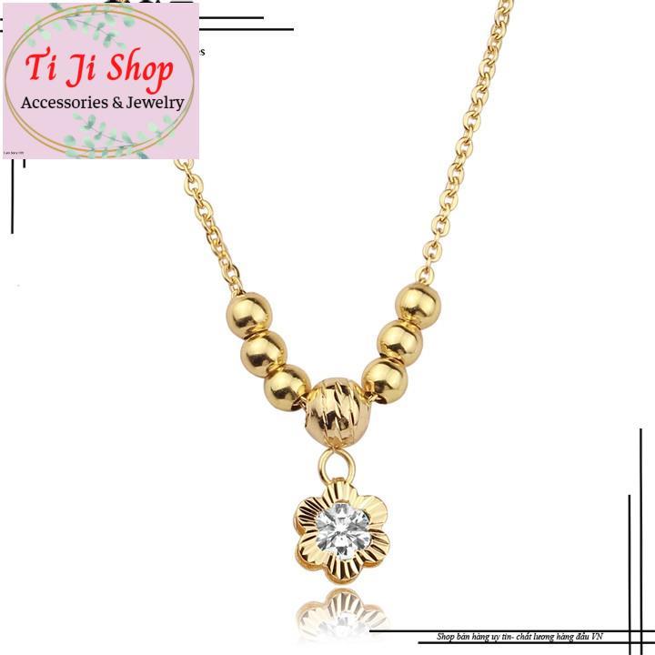 DÂY CHUYỀN INOX NỮ BÔNG MAI CÁCH ĐIỆU BI MẠ VÀNG - đẹp,