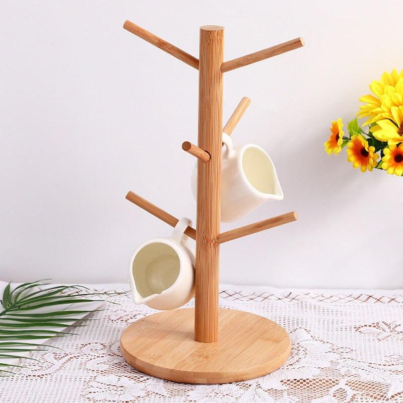 Giá treo đã chức năng Giá đỡ ly bằng gỗ móc treo chìa khóa sắp xếp trang trí nhà cửa dành cho phòng khách