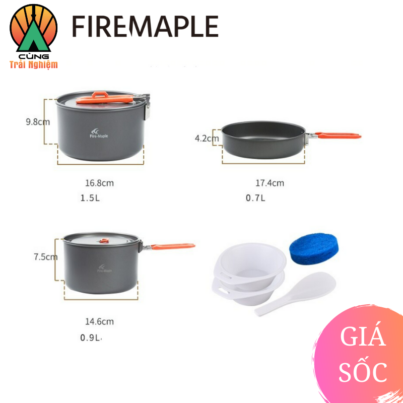 COMBO Nồi Chảo Nấu Ăn 3 Trong 1 Fire Maple Feast 3 Gọn Nhẹ Chuyên Dụng Cho Dã Ngoại Cắm Trại Ngoài Trời