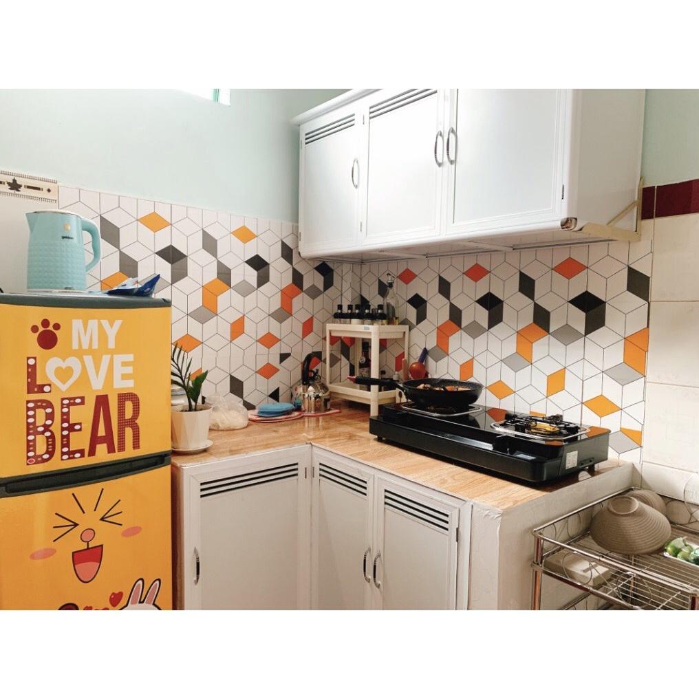 Decal chịu nhiệt dễ lau chùi dầu mỡ dán bếp tường nhà vệ sinh loại 1 - Box Line khổ 40x60cm 0019