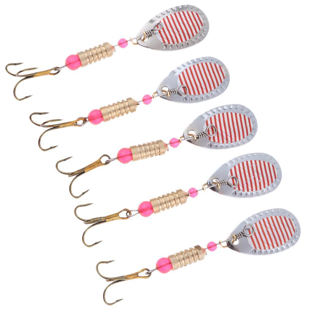 5pcs Spoon Sequin Fishing Lures Metal Artificial Fishing Hard Baits Hook