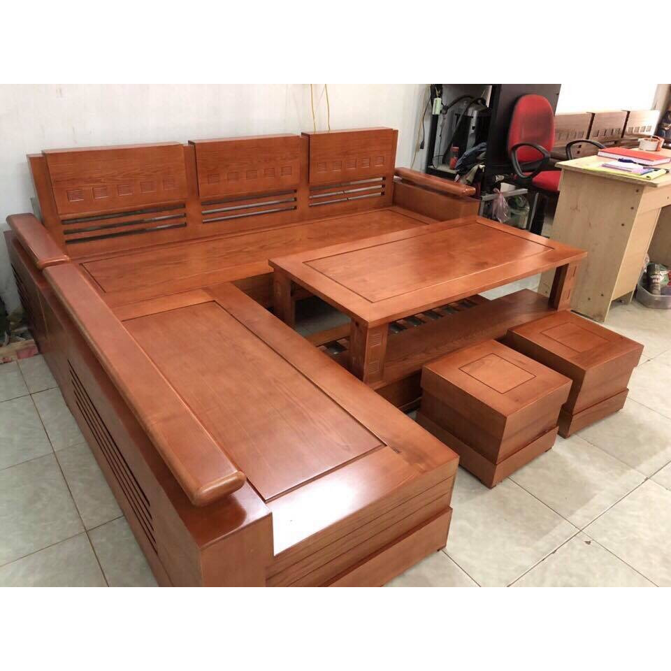 Sofa Góc Gỗ Sồi Tay Trứng Mặt Liền GTL-01