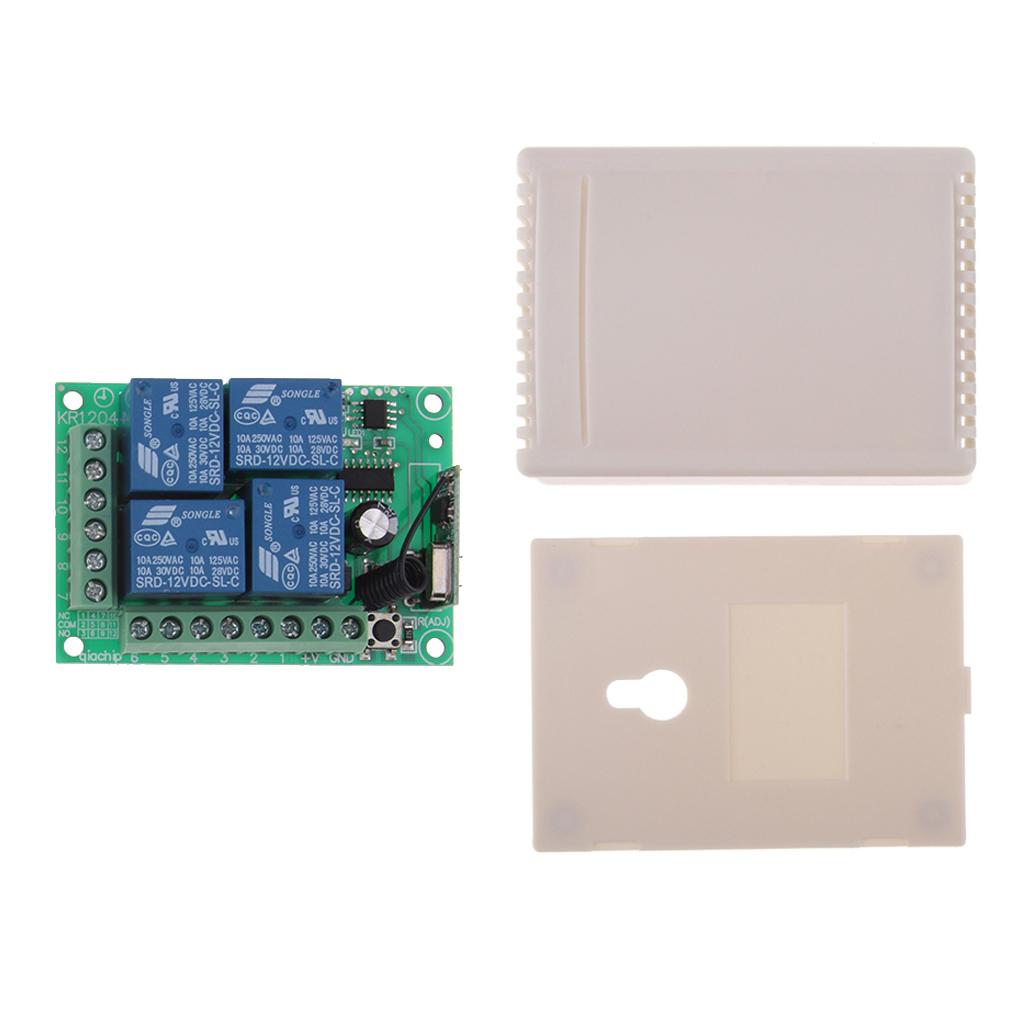 433MHz DC 12V 4 Channel Wireless RF 4 Relay Remote Control Switch Receiver