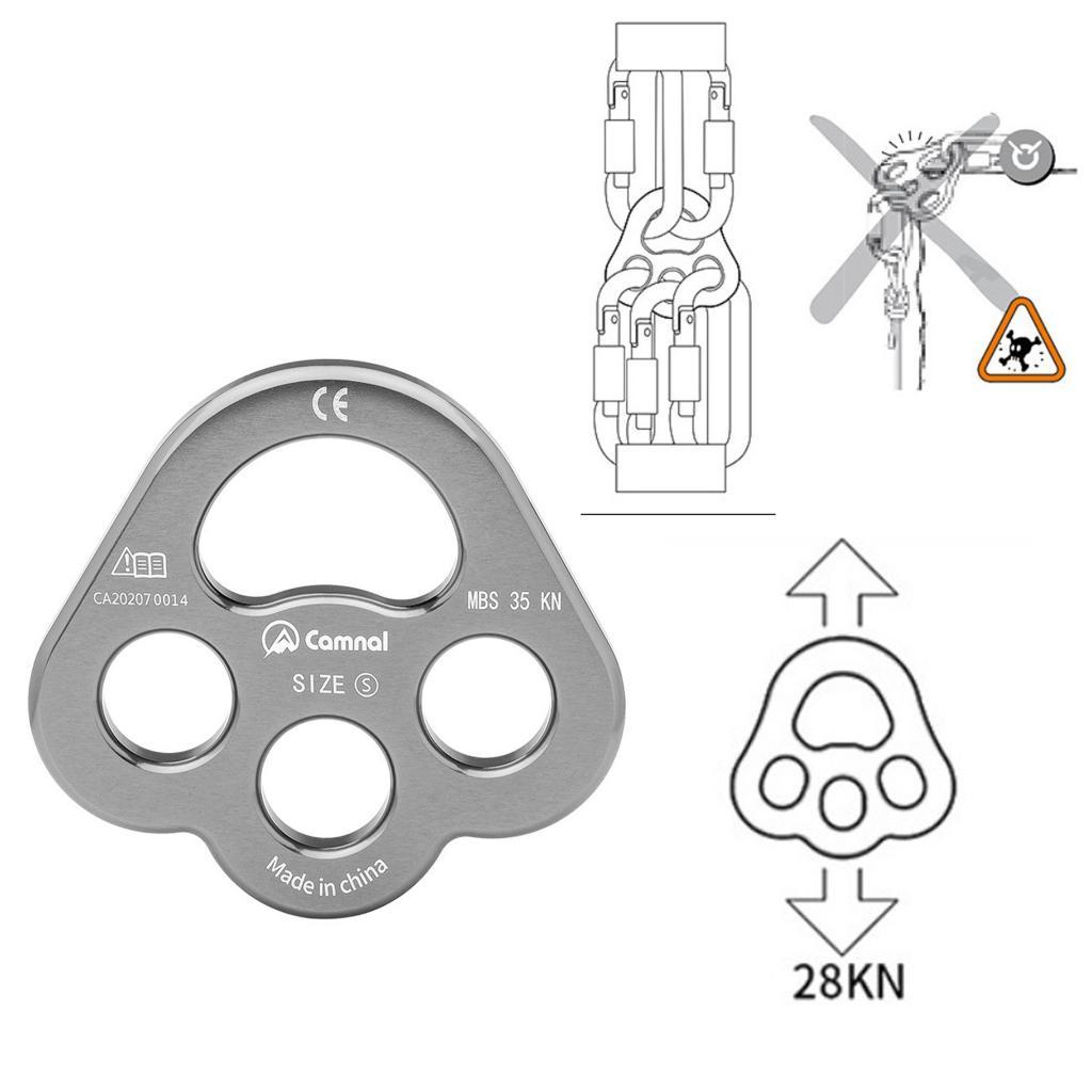 Descender Plate 35KN Paw Rigging Plate 4 Holes Rock Climbing Gear Red