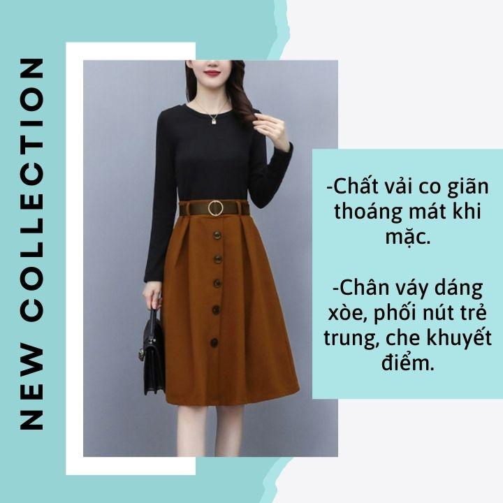 Chân Váy Công Sở Lưng Cao Dáng Xòe ️ Hàng Thiết Kế Cao Cấp Chất Vải Co Giãn Tốt storevanshop CV0035