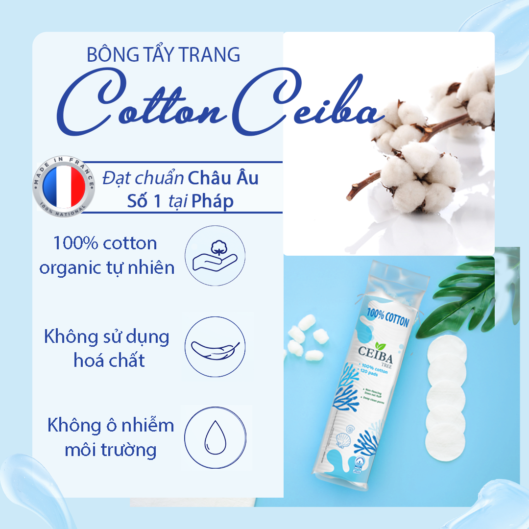 Bông Tẩy Trang Ceiba 100% Cotton Siêu Tiết Kiệm Dung Dịch