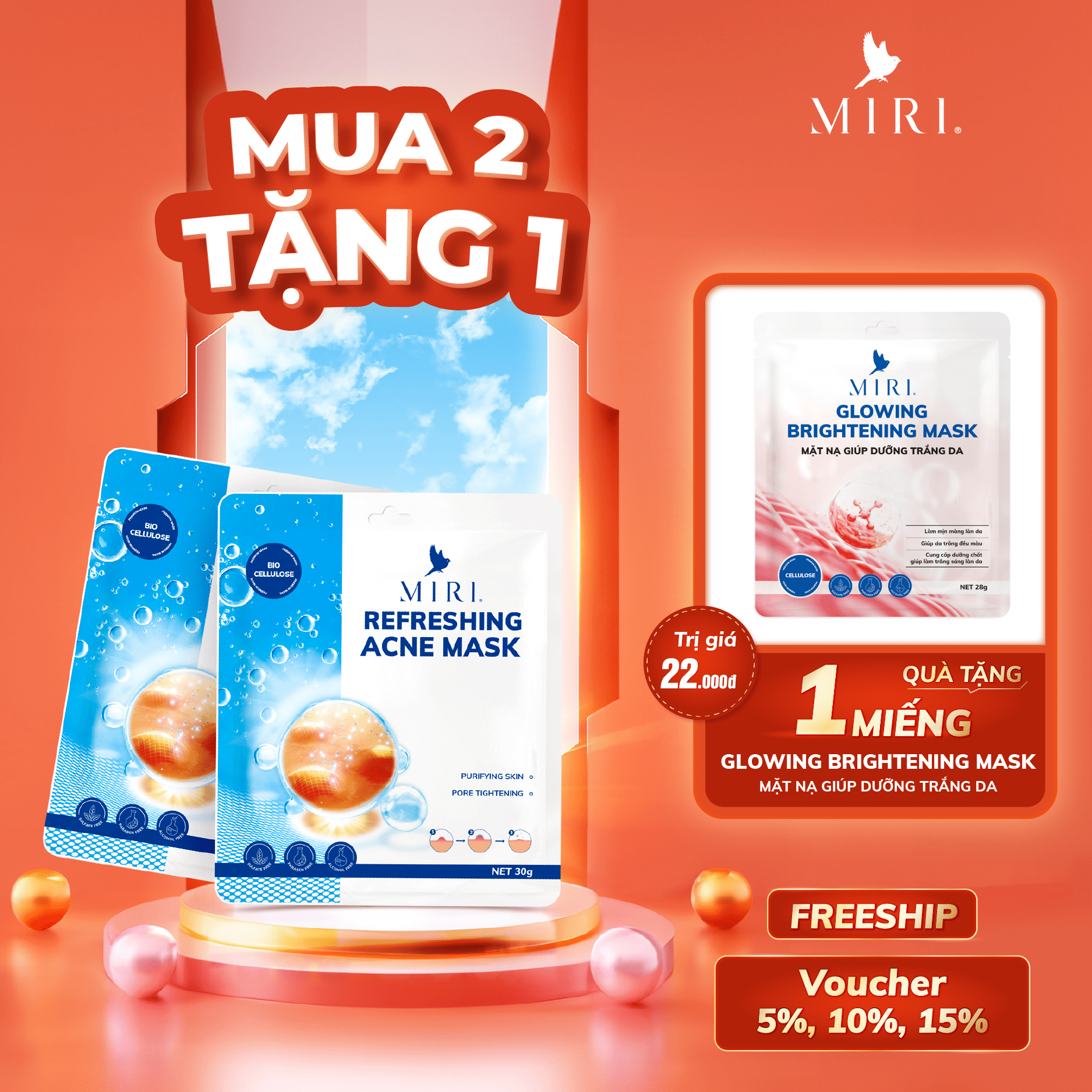 MẶT NẠ GIÚP NGĂN NGỪA MỤN VÀ GIẢM NHỜN - REFRESHING ACNE MASK MIRI