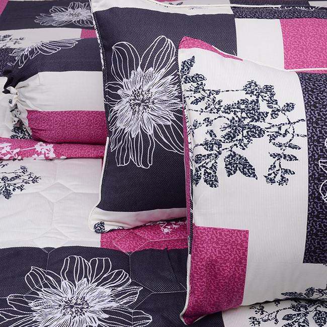 Bộ Drap Cotton May Từ Vải Cotton Thắng Lợi mẫu lá tím