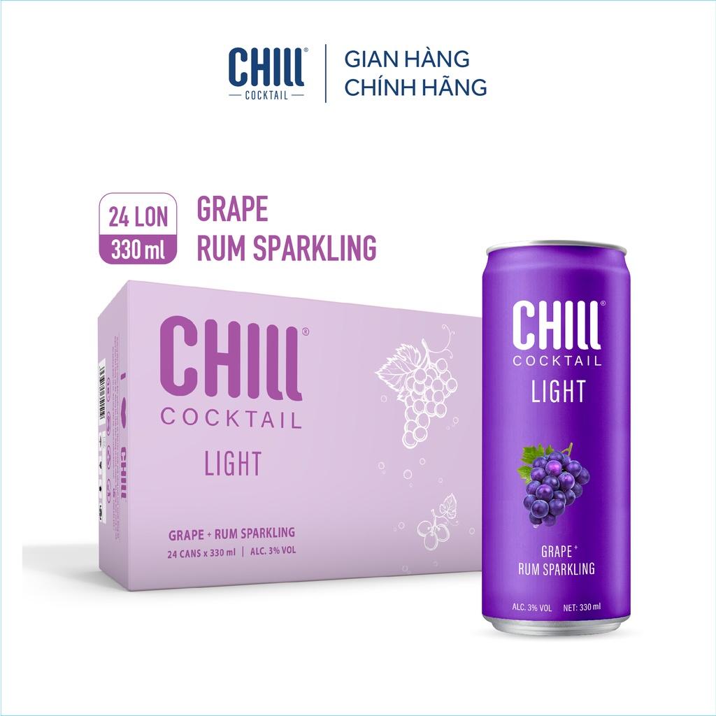 Thùng 24 lon Chill Cocktail Light vị Grape Rum Sparkling 330ml/lon