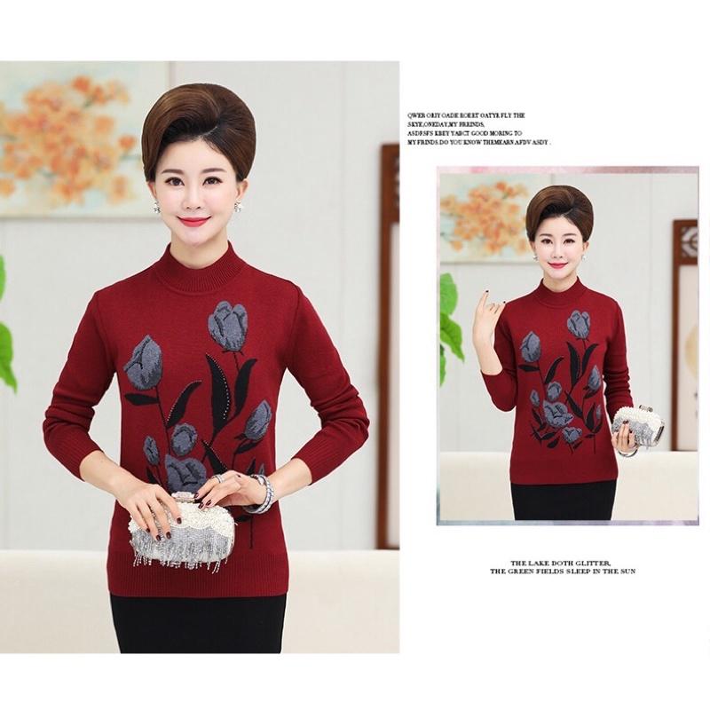 áo len trung niên nữ cổ cao cho bà cho mẹ