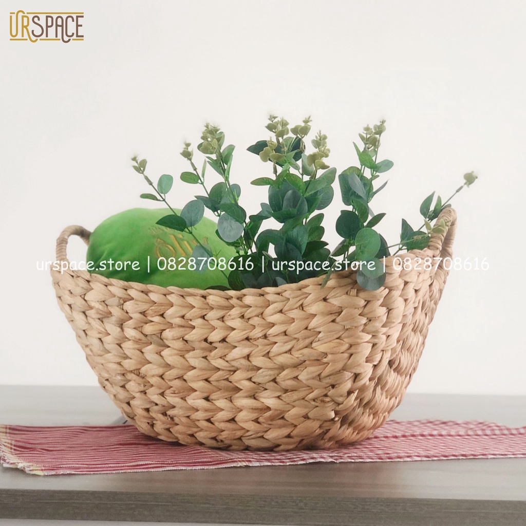 Giỏ cói URSPACE đựng quần áo, khăn lông, quà tặng hình thuyền có quai cầm trang trí decor / HYACINTH BOAT BASKET