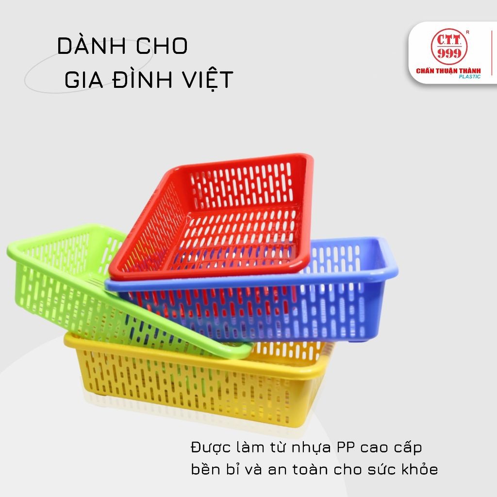 Rổ nhựa chữ nhật Chấn Thuận Thành, Rổ Đựng Thực Phẩm Nhựa PP Cao Cấp, nhiều màu, nhiều kích thước