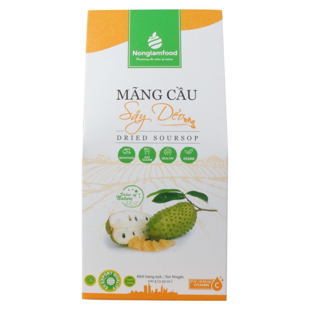 Mãng cầu sấy dẻo Nông Lâm Food hộp 100g,  snack healthy không béo cho người ăn kiêng,hỗ trợ giảm cân